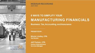 Webinar 8 Ways to Simplify Your Manufacturing Financials [upl. by Thurstan]