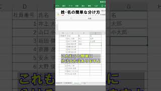 １つのセルの文字を複数に分ける方法【Excel便利技】フラッシュフィルshort [upl. by Haslett452]