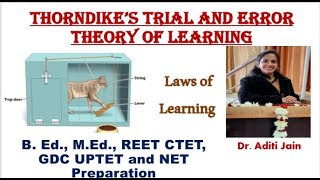 Thorndike Theory of Learning Thorndike ka siddhant Laws of learning Trial and Error Theory NET [upl. by Sharla]