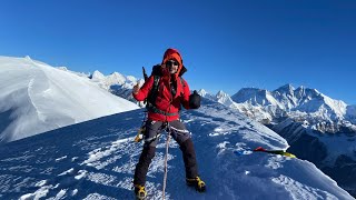 On the summit of Pachermo Peak Rolwaling Nepal nepal travelvlog himalayas trekking photo [upl. by Aniryt]