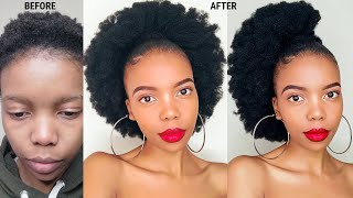 Afro Puff On Short 4c Natural hair Full Afro puff ft Onaturalwigs  Drawstring ponytail [upl. by Annaesor]