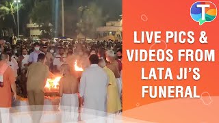 Lata Mangeshkar Funeral Live pictures amp videos from the legendary singers last rites [upl. by Ylluz591]