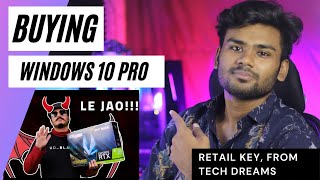 Buying windows 10 pro Reatil key from TechDreams at cheapest rate 00 [upl. by Asiaj]