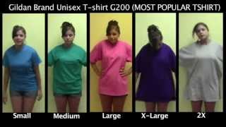 Sizing for our Most Popular TShirt G200 Unisex Gildan Crewneck [upl. by Zorina]