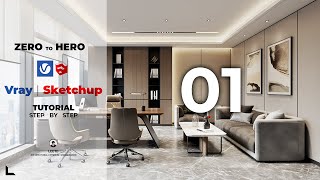 EASY VRAY 6 FOR SKETCHUP  Realistic Interior Rendering  From Start To Finish  Part 1 interior 01 [upl. by Patrizio]