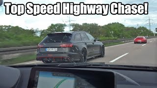 Top Speed Autobahn Chase 750HP Audi RS6 vs 800HP Porsche 911 Turbo S vs 450HP BMW M2 [upl. by Lovato232]