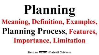 Planning Planning Process Planning definition features of planning importance limitation bcom [upl. by Riamu]