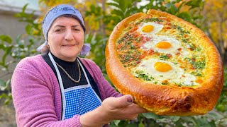 Khachapuri  Traditional Georgian Cheese Bread in the Oven Food Lovers Must See This [upl. by Bohrer]