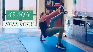 45 MIN FULL BODY WORKOUT  Apartment amp Small Space Friendly No Equipment No Jumping [upl. by Nosnarb928]