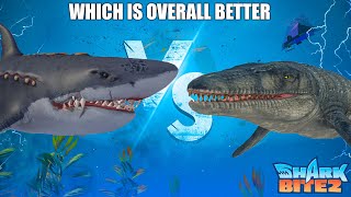 Sharkbite 2 Update MOSASAURUS Vs MEGALODON Comparison Which Is Better [upl. by Cathrine]