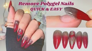 Remove Polygel Nails FAST Without Soaking Or Filing  DIY PEEL OFF BASE COAT POP OFF METHOD [upl. by Rutherfurd]