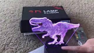 3D Dinosaur Night Light Dinosaur Toys 3D Illusion Lamp and 7 Unique Colors Review So much fun and [upl. by Sivraj]