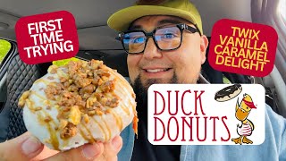 First Time Trying DUCK DONUTS 🐥🍩 Twix Vanilla Caramel Delight 📍Tennessee [upl. by Deanna917]