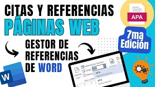 📘 Cómo Citar y Referenciar PÁGINAS WEB en APA 7ma Edición con Gestor de Referencias de Word 💡 [upl. by Ahsats]