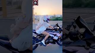 Biker girl Reaction  Cute biker girl shorts bikerbikevlog [upl. by Dyl]