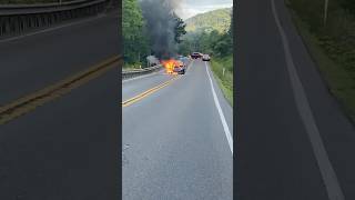 Subaru Legacy explodes after hitting deer🦌 [upl. by Saba]