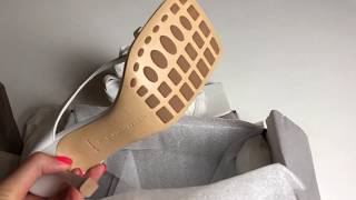 Bottega Veneta White STRETCH SANDALS IN NAPPA DREAM Unboxing [upl. by Ahslek]