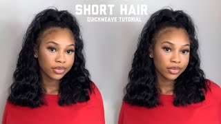 HOW TO Short Half Up Half Down Quick Weave No Leave Out [upl. by Logan653]