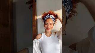 Easy head scarf tutorial for curly hair curlyhairstyles curlynatural [upl. by Eesdnil]