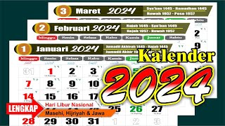 KALENDER 2024 Lengkap dengan tanggal merah  Hijriyah jawa  Download format CDR  template [upl. by Josefina]