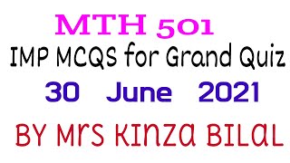 MTH501 Important mcqs for Grand QuizEducation World By Kinza Bilal [upl. by Argela]