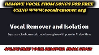 Separate Vocal from Songs for free from vocalremoverorg [upl. by Pena]