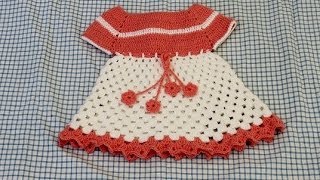 Vestido em crochê infantil para bebê Parte 2 Crochet dress  Ganchillo Vestido ninã [upl. by Ichabod]