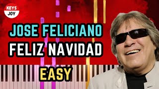 🎹 José Feliciano  Feliz Navidad  EASY Piano and Keyboard Tutorial [upl. by Niwri]