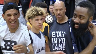 LaMelo Ball PLAYING IN InFront oF James Harden and Lonzo Big Ballers vs Compton Magic [upl. by Conlan811]