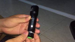 Elfeland 1201 XML T6 2000LM 5modes Zoomable LED Flashlight 18650AAA [upl. by Koball526]