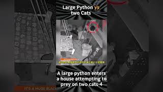 A large python enters a house attempting to prey on two cats [upl. by Annayat]