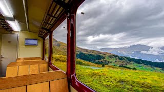 Riding a train in the Swiss Alps 🇨🇭 From Grindelwald to Kleine Scheidegg ⛰️ [upl. by Losyram]