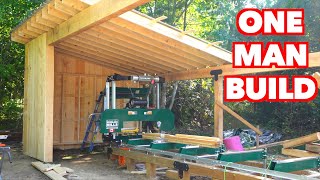 Building a 45 Foot Sawmill Shelter Rafters amp Roof [upl. by Ffej]