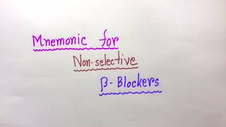 Mnemonic to remember NonSelective BetaBlockers [upl. by Nylireg]