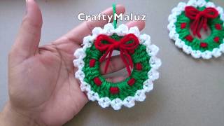 CROCHET TUTORIAL ♥ CORONA A CROCHET PASO A PASO  Corona Navideña quot Adornos de Navidad [upl. by Mathew786]