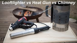 How to light charcoal Looftlighter vs Heat Gun vs Chimney [upl. by Stafani337]