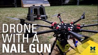 A drone with a nail gun for autonomous roofing [upl. by Karlow]