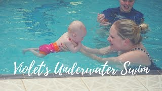 Water babies Baby Swimming Lesson  Underwater Swim  12 week old baby [upl. by Suisyola880]