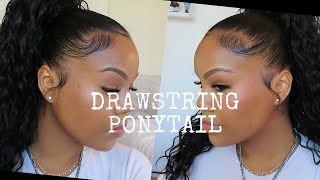 CURLY DRAWSTRING PONYTAIL  EASY amp FAST HAIR TUTORIAL [upl. by Ludlew280]