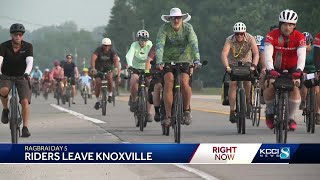 RAGBRAI riders find fun along the route from Knoxville to Ottumwa [upl. by Elleoj493]