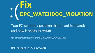 Fix DPCWATCHDOGVIOLATION Blue Screen easy way  Howtosolveit [upl. by Eiroc]