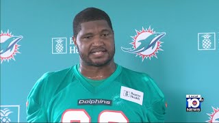 Dolphins new defensive end Calais Campbell discusses expectations of team [upl. by Nodlew499]