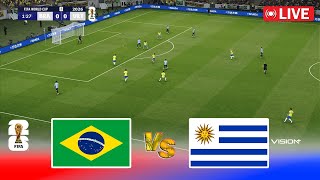 🔴LIVE  BRAZIL vs URUGUAY  World Cup 2026 Qualification  Ao Vivo Full Match  PES Game Simulation [upl. by Decca]