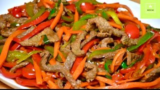 Lomo de Carne de Res Salteado en Pimientos receta fácil y riquisíma [upl. by Bruning]