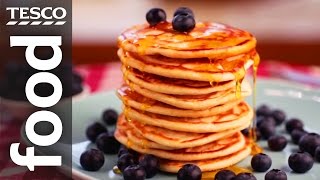 How to Make American Pancakes  Tesco Food [upl. by Urbanna]