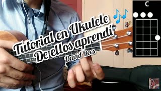 De ellos Aprendí David Rees tutorial como tocar la canción en Ukulele 🎶 [upl. by Tommie577]