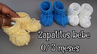 zapatitos a crochet para bebe de 0 a 3 meses crochet tejidosbebe [upl. by Nawek]