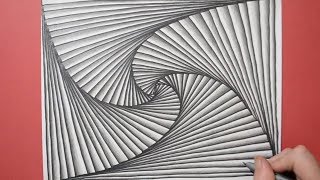 How to Create a Simple Spiral Pattern with Lines  Doodle Art [upl. by Natsreik]