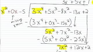 Algebra I Help Dividing Polynomials with Missing Terms Part III [upl. by Sirkin]