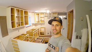 How To DIY Kitchen Cabinets Complete Kitchen Remodel PT1 Make Cabinets FaceFrames and installation [upl. by Anuaik697]